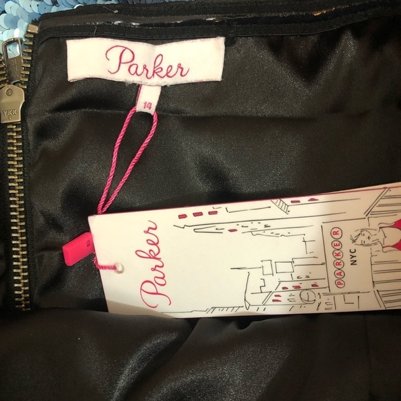 NWT Parker Sequin Striped Strapless Ruffle Cocktail Formal Dress - Picture 6 of 8